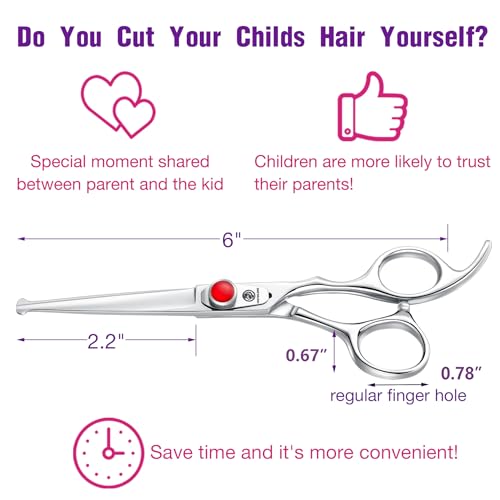 Dragon Creek 6" Kids Hair Scissors - Silver Safety Shears for Children