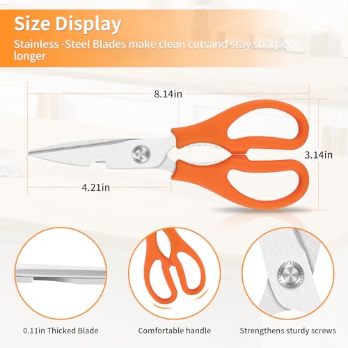 Sairps 8.14-Inch Stainless Steel Kitchen Scissors - Dishwasher Safe