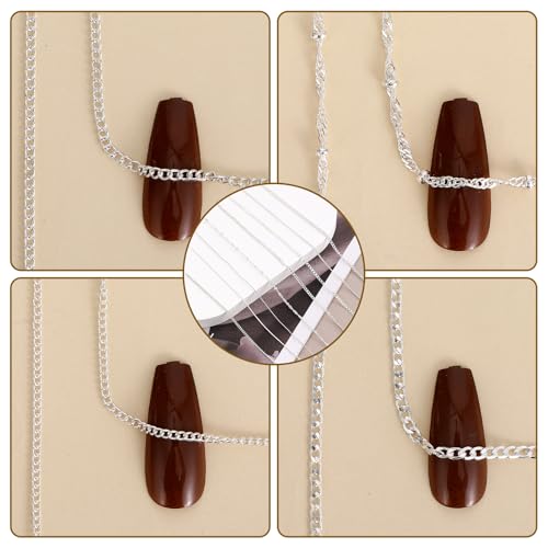 8 Silver Metal Chain Nail Art Charms - 3D DIY Punk Jewelry