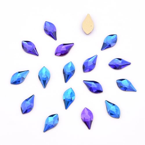 140pcs Flame Shape Glass Nail Rhinestones - 10 Color Flat Back Crystal Set