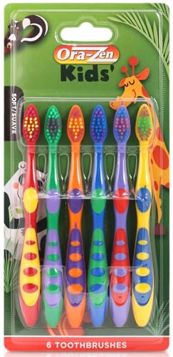 Kids Toothbrush Set - 6-Pack Soft Toothbrushes with Non-Slip Handles