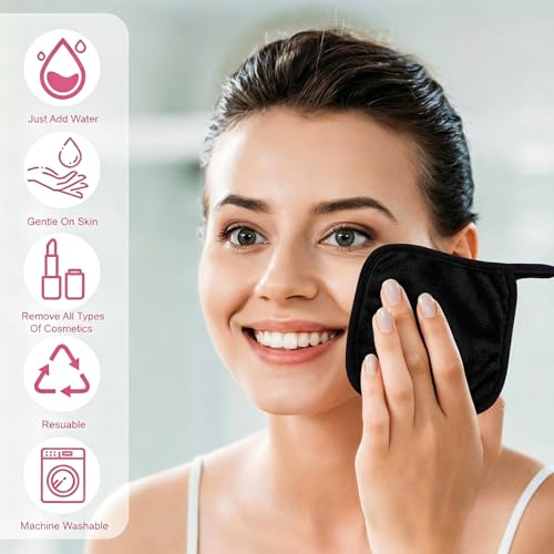 Vnoss Reusable Makeup Remover Cloths - 12 Pack, Ultra Soft Microfiber, 6" x 6"