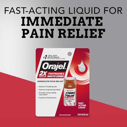 Orajel 2X Medicated Toothache Liquid, Fast Pain Relief - 0.45 fl oz