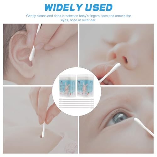 NUOBESTY Baby Cotton Swabs 400PCS Double-Ended Ear & Nose Cleaning Sticks