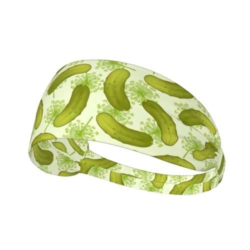 Dill Pickles Pattern Black & Gold Swirl Liquid Ink Headbands for Yoga & Fitness - One Size