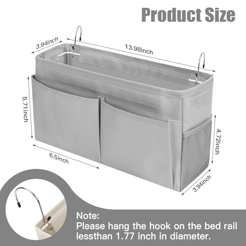 Bedside Caddy Organizer with Straps - Versatile Storage in Grey