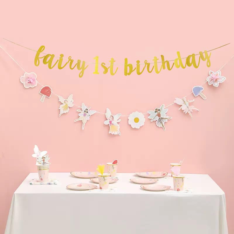 Fairy 1st Birthday Banner Set - Garden Theme Party Decoration