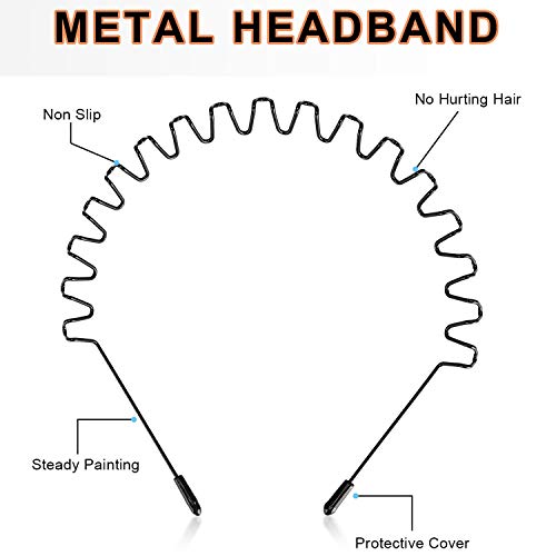 WantGor Unisex Metal Headbands - 6 Pack Black Hair Accessories
