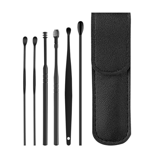 Jcwto Pleteffect Ear Cleaner Set Black - Earwax Removal Tool Kit with PU Leather Case