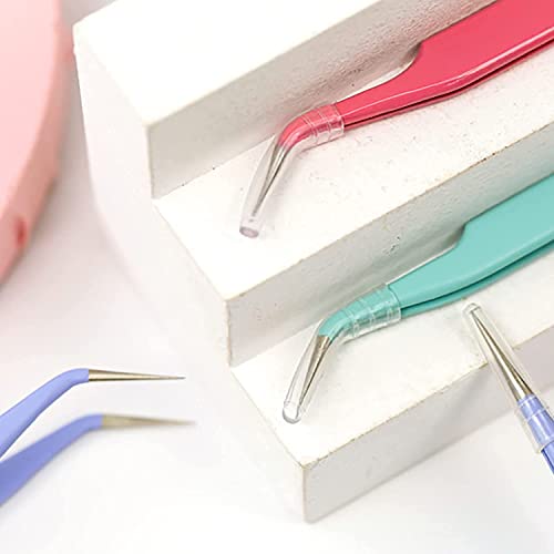 MAXLEAF 2PCS Stainless Steel Precision Tweezers Set - Straight & Curved for Eyelash Extensions, Nail Art, and Scrapbooking