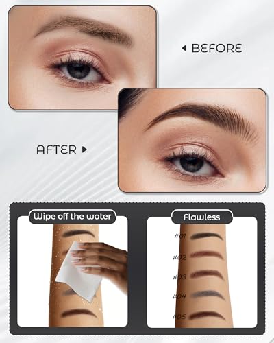 Berinist Deep Brown Micro Eyebrow Pencils 12-Piece Set for Natural, Waterproof Brows