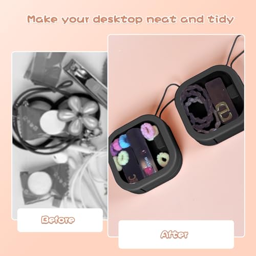 Chfory 2pcs Small Portable Hair Tie Organizer Wall Mount or Stackable Black