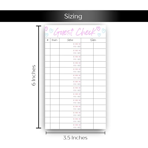 Guest Check Notepad for Servers - Steak Temperature Order Pad (3-Pack)