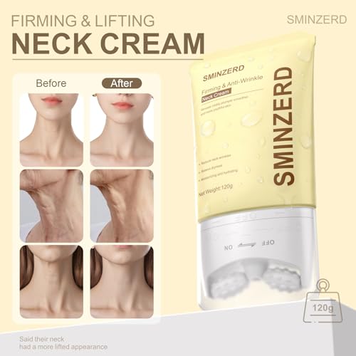 Neck Firming Cream with Roller - Anti-Aging Moisturizer for Crepey Skin