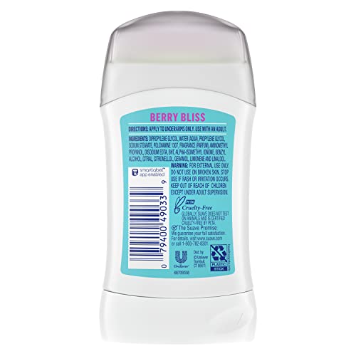 Suave Fresh Vibes Berry Bliss Deodorant Stick, Aluminum-Free, 48 Hour Protection 1.2 oz