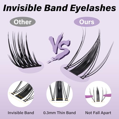 B&Q Fairy Lash Clusters - DIY Lash Extension at Home Beginner-Friendly Manga Lashes, 144pcs Eyelash Clusters with 0.3mm Invisible Band & Waterproof, Salon Look for Daily Work & Parties £¨Fairy 8-18mm£©