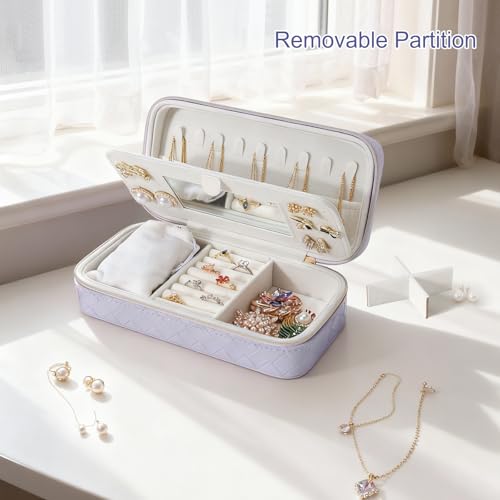 DesignSter Travel Jewelry Case - Compact PU Leather Organizer with Mirror
