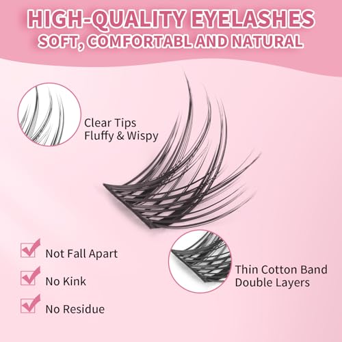 MLEN DIARY D-100 Style Lash Clusters 100 Pcs 10-16mm Wispy D Curl - Reusable DIY False Eyelashes