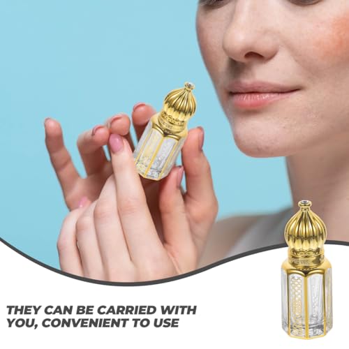 LALAFINA 0.1oz Gold Essential Oil Dropper Bottles 3-Pack Refillable Glass for Perfume & Aromatherapy Travel