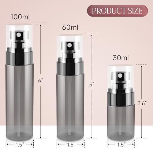 GIVITASOT 1oz Black Spray Bottles - Fine Mist, 3-Pack for Travel