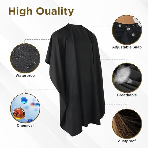Adjustable Waterproof Hair Cutting Cape for Salon Use - Black