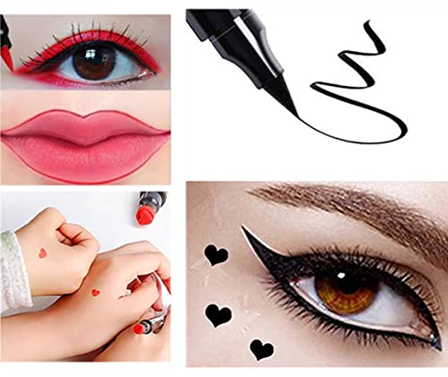 Go Ho Black & Red Heart Eyeliner Stamp Dual-Ended, Waterproof Liquid Liner – 2 PCS
