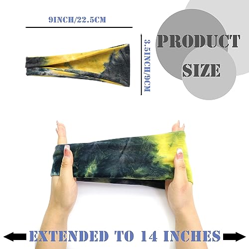 FULZTEY Style 71 Boho Tie Dye Headbands for Women, 6-Pack Yoga & Workout Hair Accessories