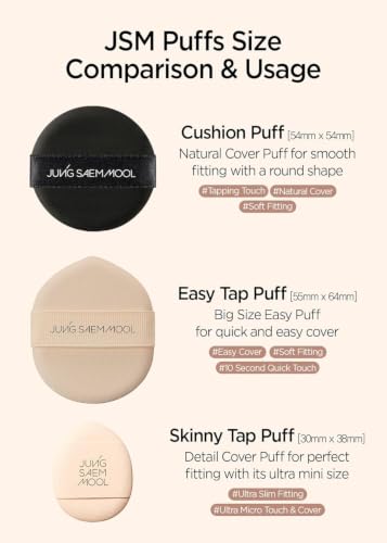 JUNG SAEM MOOL Cushion Foundation Puff Set - 2 Round 2.1 Inch Makeup Sponges