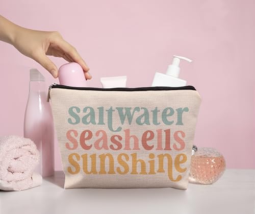 UINWK Beach Cosmetic Bag-6 Travel Makeup Pouch with Seashells, Sunscreen, Beach Gift