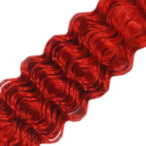 14 Inch Pure Red Deep Wave Human Hair Bundle for Quick Weave