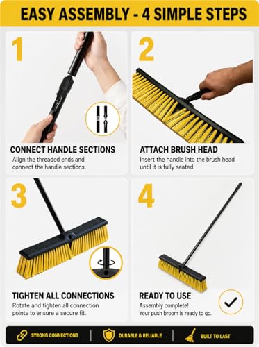 18" Heavy Duty Outdoor Push Broom with 63" Handle