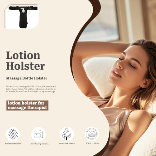 LANLAOER Adjustable Black Lotion Holster Waist Belt for Massage Therapists