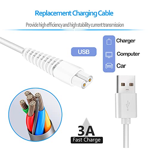 ATUOE Replacement USB Charging Cable for Flawless Legs Shaver - 3.3ft, 2 Pack