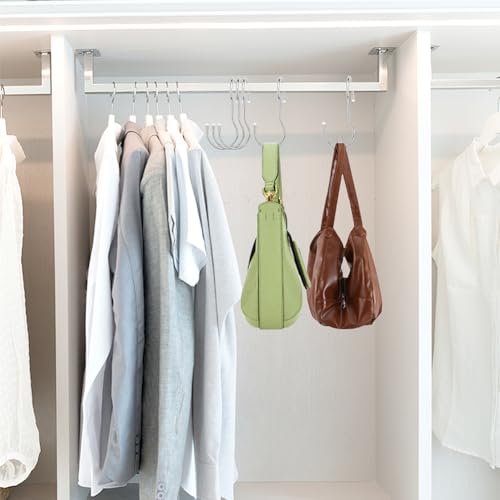 12-Pack Metal Handbag Hanger Hooks with Drawstring Storage Bag