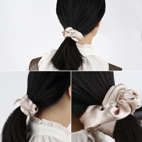 Antetek 12PCS Satin Hair Scrunchies - Champagne Bachelorette Party Favors