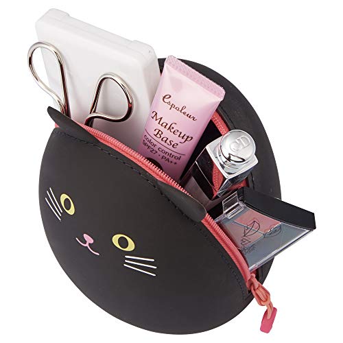 Large Gray Cat Zipper Egg Pouch - Silicone Travel Organizer 3.8 x 4.7 inches