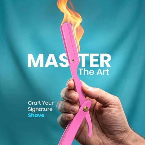 Utopia Care Professional Straight Razor for Men with 100 Blades - Pink, Safety Barber Razor