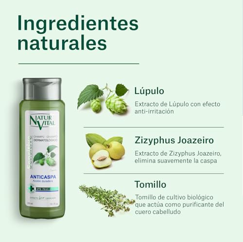 NaturVital Anti-Dandruff Shampoo with Organic Thyme & Hops Extracts