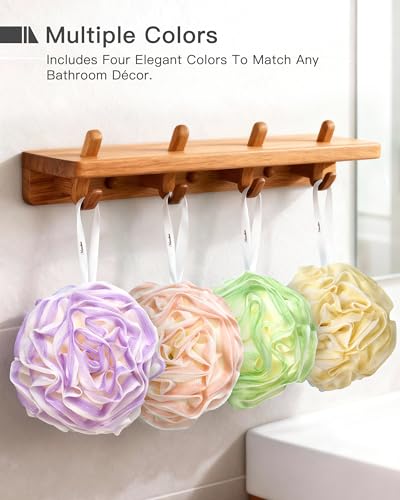 Large Loofah Sponge Set - 4 Pack Exfoliating Bath Scrubbers