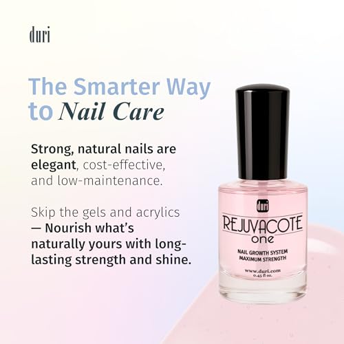 Duri Rejuvacote 1 Original Maximum Strength Nail Growth System Base and Top Coat - Nail Hardener Repair Chipping Strengthen Breaking and Brittle Treatment, by Duri Cosmetics (Pack of 1)