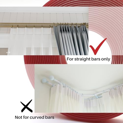 16.4 Ft Curtain Rod Tape for Smooth, Quiet Drapery Sliding