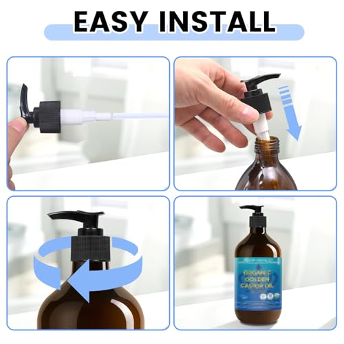 3 Pack Castor Oil Dispenser Pumps for 16oz Bottles - Mess Free