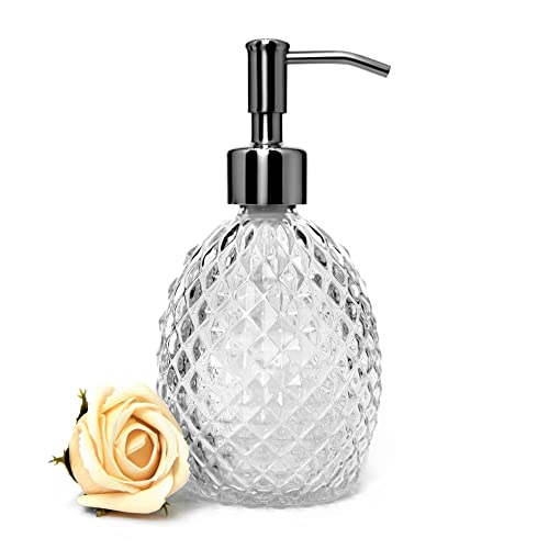 Expibuly 12oz Glass Soap Dispenser with Stainless Steel Pump