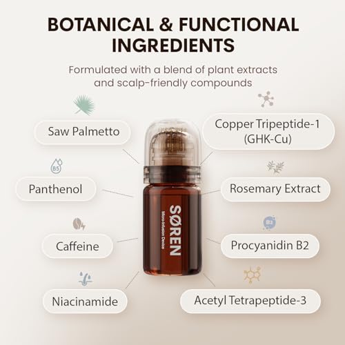 S¨ªREN Micro Infusion Hair Renewal System by SOREN ? Saw Palmetto & Peptide Scalp Treatment Kit | Supports Fuller, Thicker-Looking Hair | Gold Microinfuse Applicator | 3 Month Supply