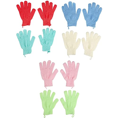 Glamlily Exfoliating Shower Gloves - Pack of 6 Body Scrub Mitts for Women