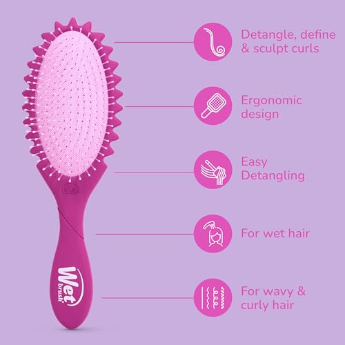 Wet Brush Curl Shaper Detangler Brush - Purple for All Hair Types