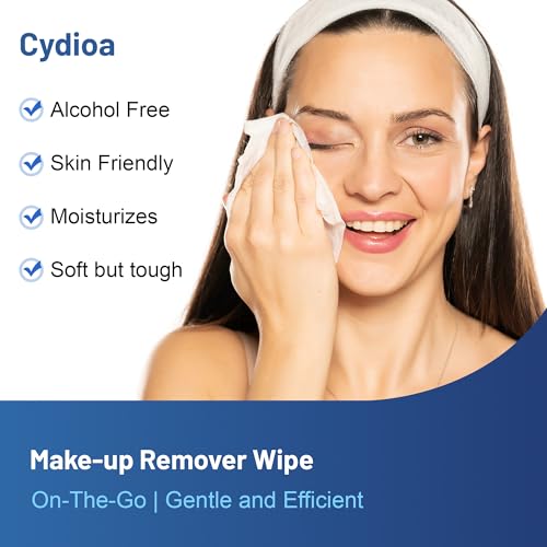 Cydioa Individually Wrapped Makeup Remover Wipes, 100 Pack Travel Wipes