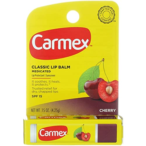 Carmex Cherry Lip Balm Stick SPF 15 - 0.15 oz (Pack of 6)