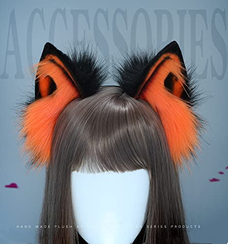 Fxaelian Cosplay Fox Wolf Bear Cat Dog Ears Headband Hair Accessory - Orange