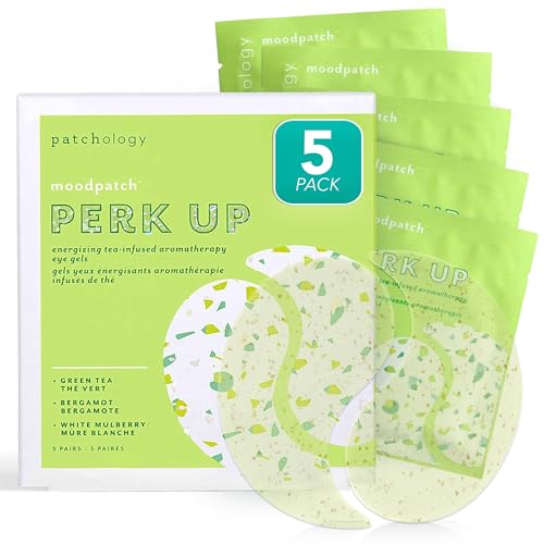 Patchology Perk Up Green Tea Under Eye Patches - 5 Pack Hydrating Gel Masks for Puffiness & Dark Circles